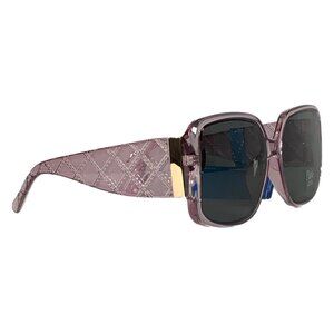 Bob Mackie Oversized Lilac Purple Quilted Geometric Arm Gold Accent Sunglasses